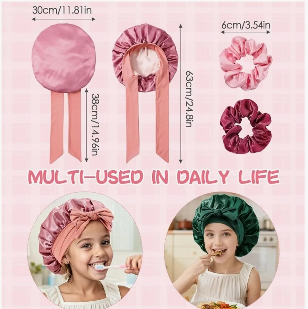 Green and Black Satin Kid's Bonnet